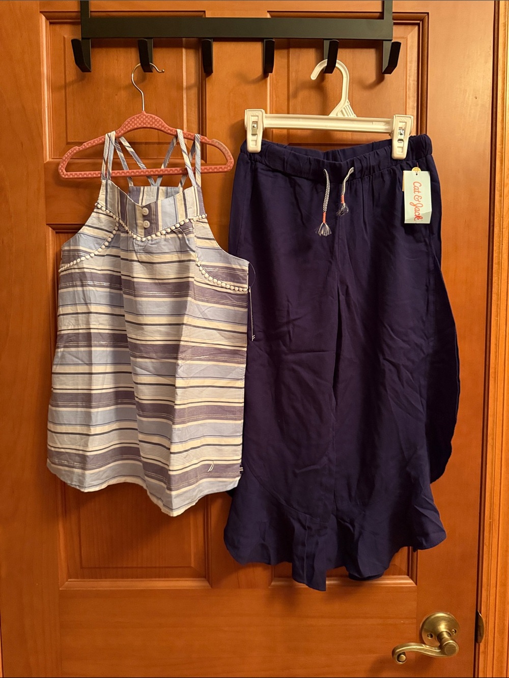 Nautica Girls Blue & White Striped Halter Top with Navy Skirt